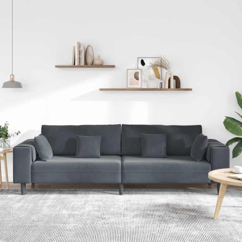 Sofa welurowa z poduszką z poduszką Ciemnoszary 208 cm Aksamit