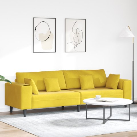 Sofa welurowa z poduszką z poduszką Żółty 210 cm Aksamit
