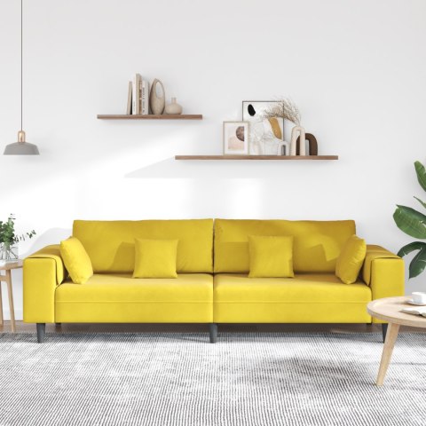 Sofa welurowa z poduszką z poduszką Żółty 210 cm Aksamit