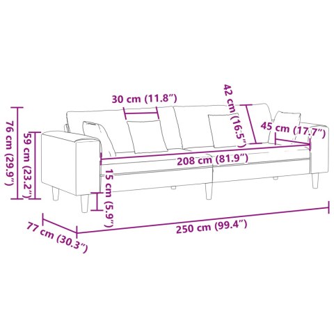 Sofa welurowa z poduszką z poduszką Żółty 210 cm Aksamit