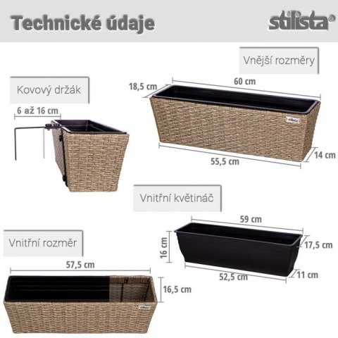 STILISTA Zestaw wiszących doniczek na kwiaty,szary, 2 sztuki