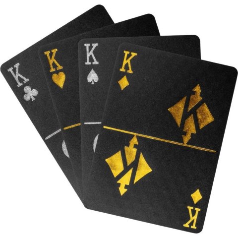 Karty pokerowe plastikowe - czarne / srebrne