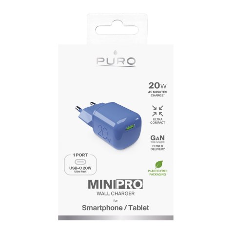 Ładowarka sieciowa USB-C GaN 20W - niebieska