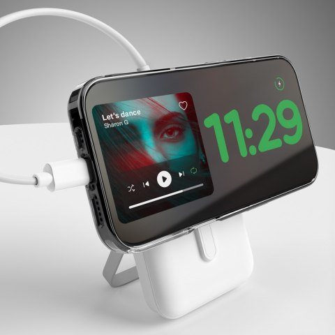 Powerbank bezprzewodowy 10000mAh USB-C MagSafe z podstawką - biały
