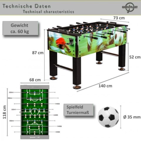 GamesPlanet Stół Piłkarski Profi Leeds 140 x 73 x 87cm kolor