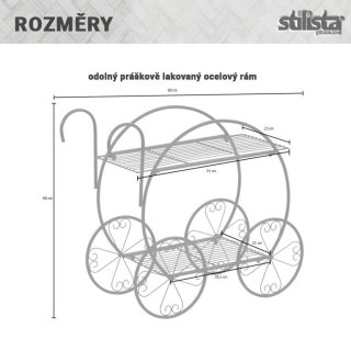 STILISTA Kwietnik, wózek, 66 x 60 x 28 cm, stal