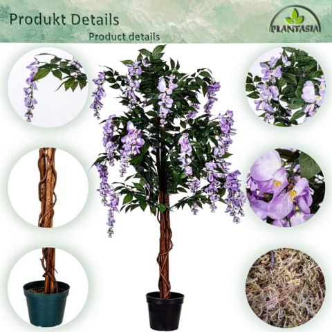 PLANTASIA Sztuczne drzewo, 150 cm, Wisteria fioletowy