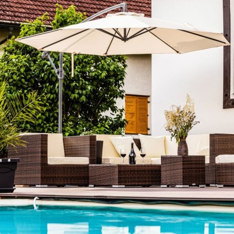 STILISTA Parasol ogrodowy z rączką 3 m, antracyt + LED