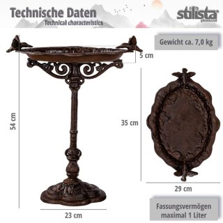 STILISTA Poidło żeliwne dla ptaków 45 x 29 cm, antyczny brąz