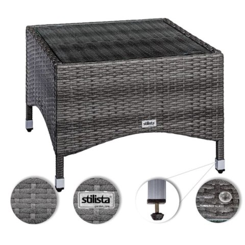 STILISTA Stolik , 58 x 58 cm, polirattan, czarny