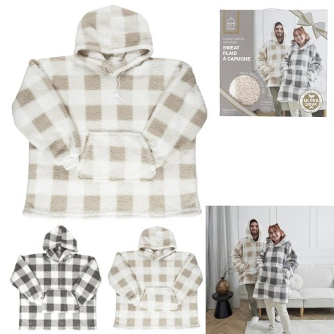 Bluza ocieplana długa/ snuddie w kratę