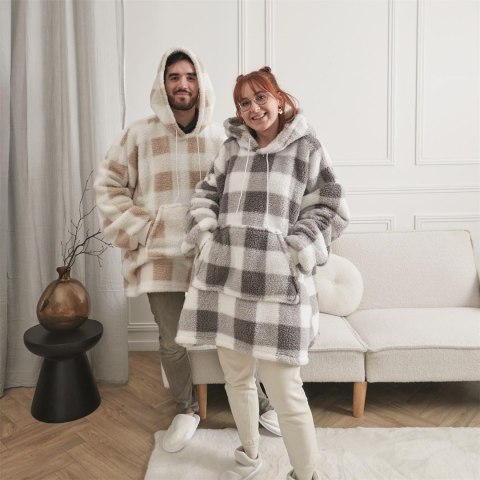 Bluza ocieplana długa/ snuddie w kratę