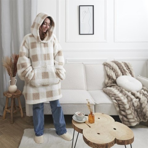Bluza ocieplana długa/ snuddie w kratę
