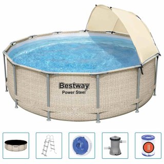 Bestway Basen Power Steel z akcesoriami i daszkiem, 396x107 cm