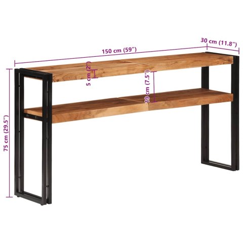 Stolik konsolowy, 150x30x75 cm, lite drewno akacjowe