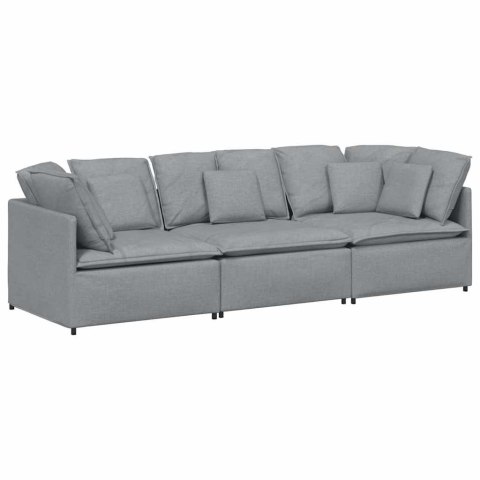 Sofa modułowa z poduszkami Tkanina jasnoszara