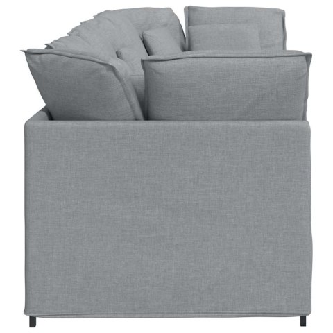 Sofa modułowa z poduszkami Tkanina jasnoszara