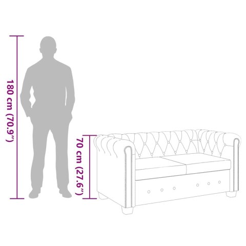 Dwuosobowa sofa Chesterfield ze sztucznej skóry, brązowa