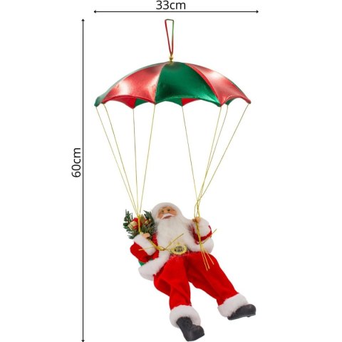MIKOŁAJ ŚWIĄTECZNY DEKORACYJNY ZE SPADOCHRONEM 60CM MICA