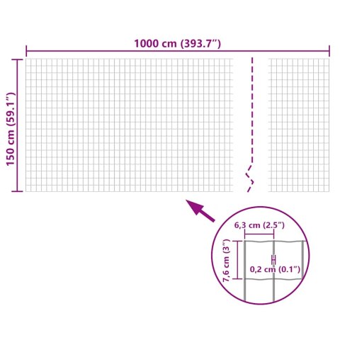 Euro ogrodzenie, stalowe, 10 x 1,5 m, zielone