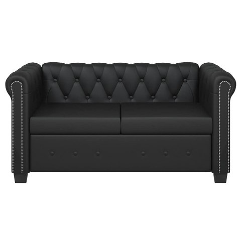 Zestaw sof typu Chesterfield: 2- i 3-osobowa, eko-skóra, czarne
