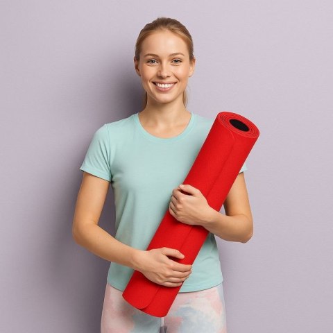 Mata do jogi fitness antypoślizgowa 190×100×0,6cm, czerwona
