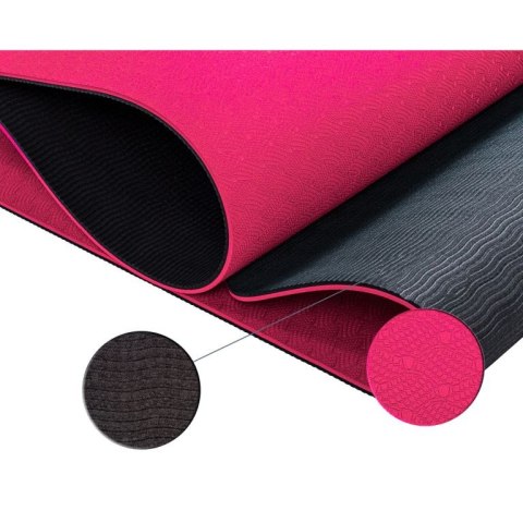 Mata do jogi fitness antypoślizgowa 190×100×0,6 cm, różowa
