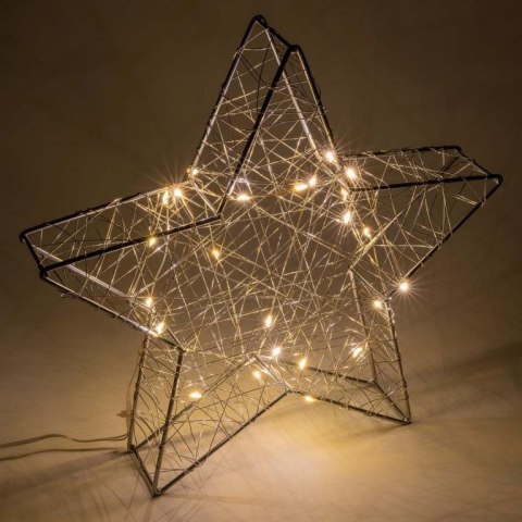 Dekoracyjna metalowa gwiazda 25 LED - srebrna