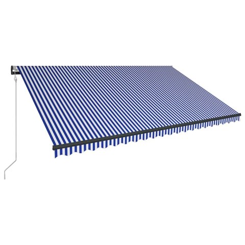 Markiza z LED i czujnikiem wiatru, 500x300 cm, niebiesko-biała