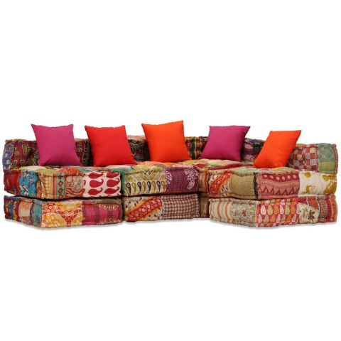 Puf modułowy, 4-osobowy, patchwork, tkanina
