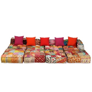 Puf modułowy, 4-osobowy, patchwork, tkanina