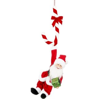 MIKOŁAJ ŚWIĄTECZNY LASKA CANDY GRAJĄCY WISZĄCY 82CM MICA