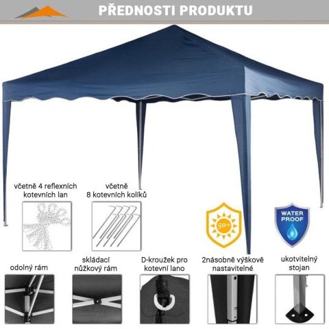 Instent Namiot ogrodowy - 3 x 3 m, niebieski + 4 boki