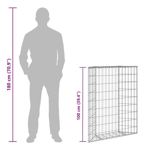 Podniesiona rabata gabionowa, trapezowa, stal, 80x20x100 cm