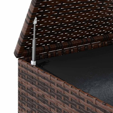 Skrzynia na poduszki ogrodowe, rattan PE, 100x97,5x104 cm, brąz
