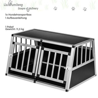 Aluminiowa skrzynia transportowa dla psów dwudrzwiowa tylna