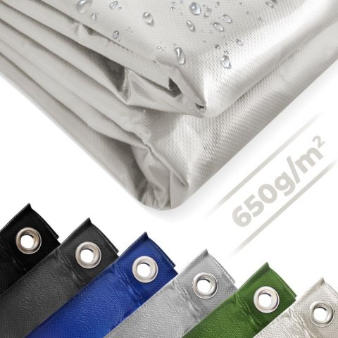 Plandeka JAGO 650 g/m², aluminiowe oczka, biała, 3x6 m