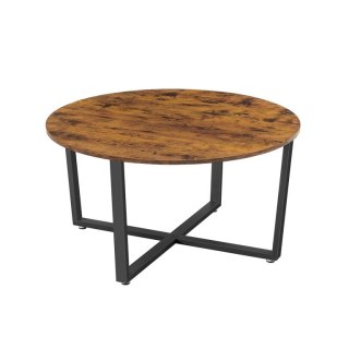 VASAGLE stolik kawowy okrągły 88 cm, stal, brąz/czarny