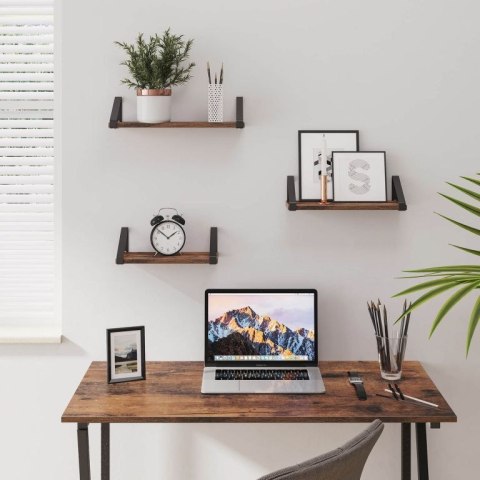 Zestaw 3 półek ściennych rustykalnych z czarnymi wspornikami