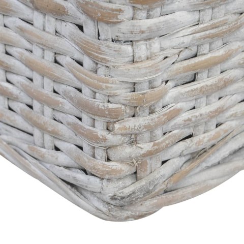 3-osobowa sofa z poduszkami, szara, naturalny rattan