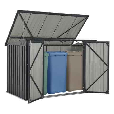 Metalowa wiata na 3 śmietniki, 200×105×128 cm
