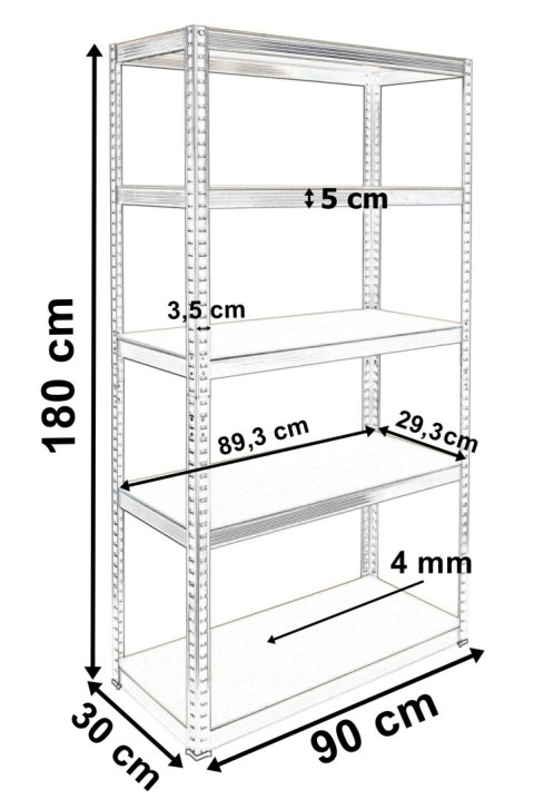 Regał magazynowy CONOR 180x90x30 nośność 875 kg
