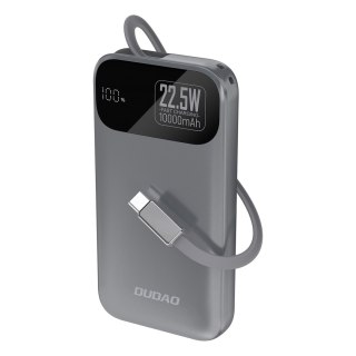 Powerbank K31 10000 mAh 22.5W PD z wbudowanym kablem - szary