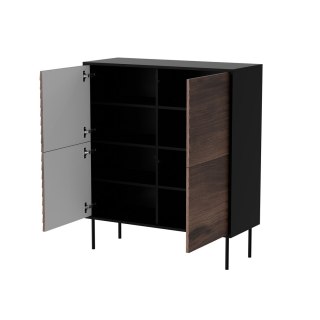 Komoda 4D CORTINA 102x40x118 czarny/orzech