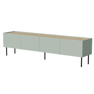 Szafka RTV FELLINI 200x40x52 oliwka + blat dąb olejowany