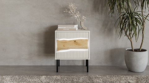 Szafka nocna 2szt INSERTO 50x40x61,5 kaszmir + LED