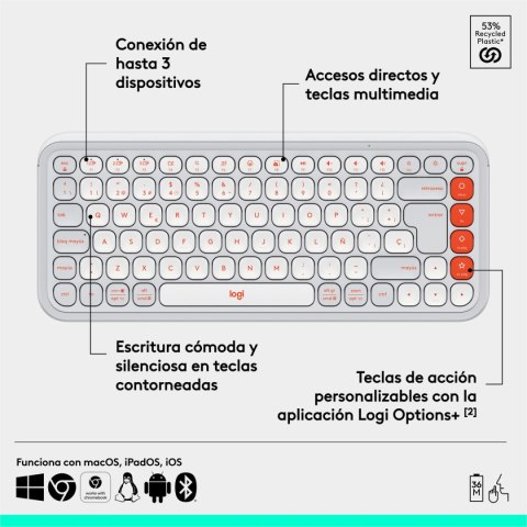 Klawiatura Logitech 920-013069 Biały Pomarańczowy