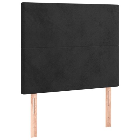 Łóżko kontynentalne z materacem, czarne, aksamit 100x200 cm