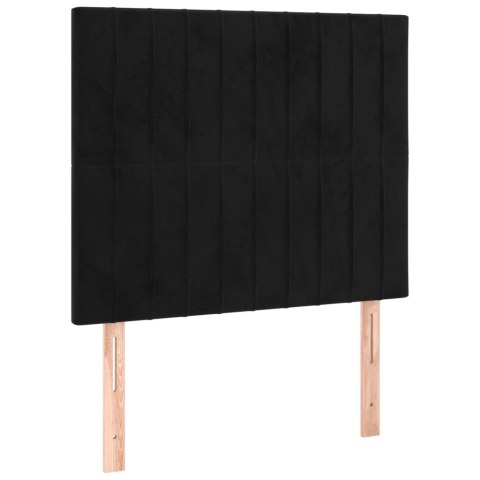 Łóżko kontynentalne z materacem, czarne, aksamit 90x200 cm