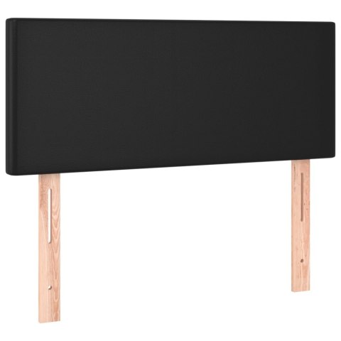 Łóżko kontynentalne z materacem i LED czarna ekoskóra 90x190 cm